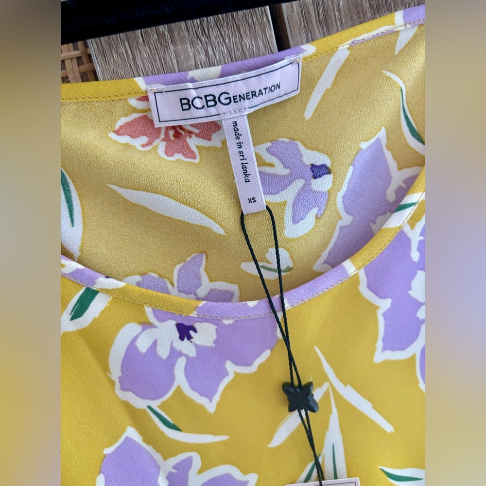 BCBG Yellow Floral Slip Dress